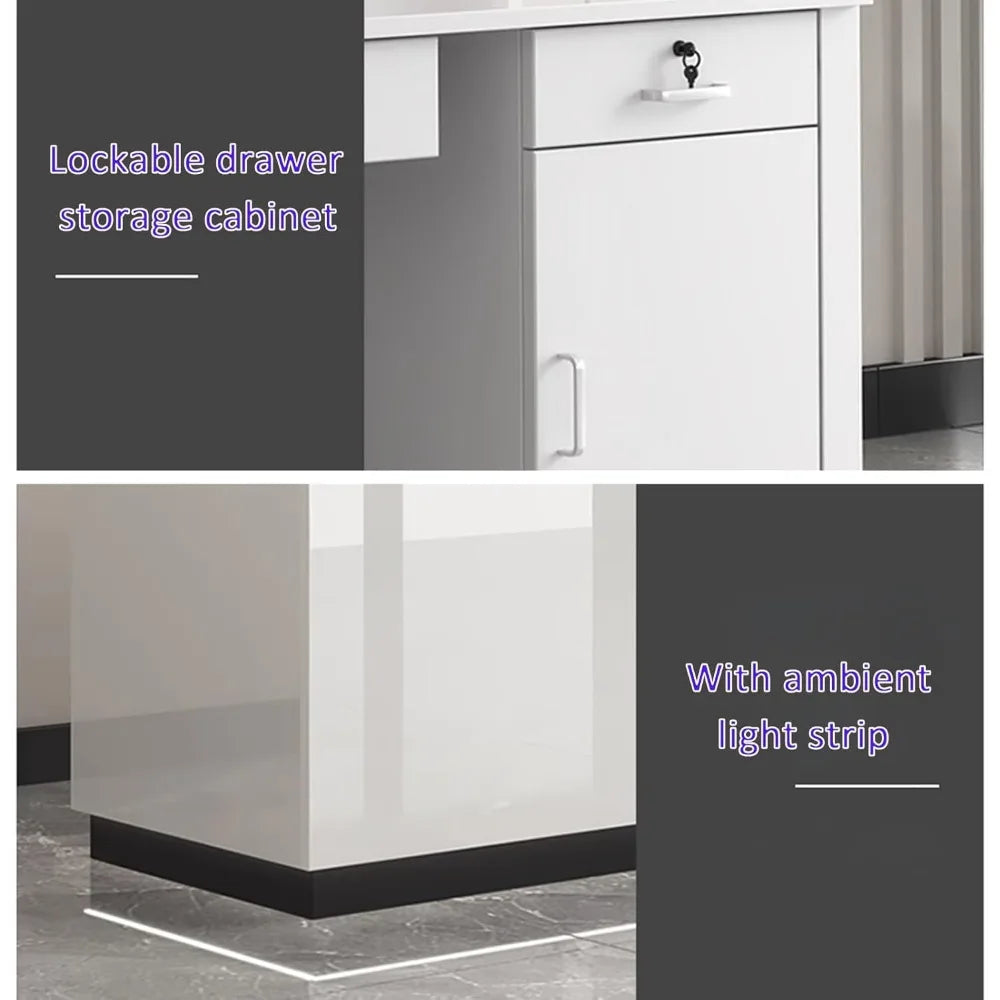 JKGHK Reception Desk Locking Drawer Modern Retail Counter Storage