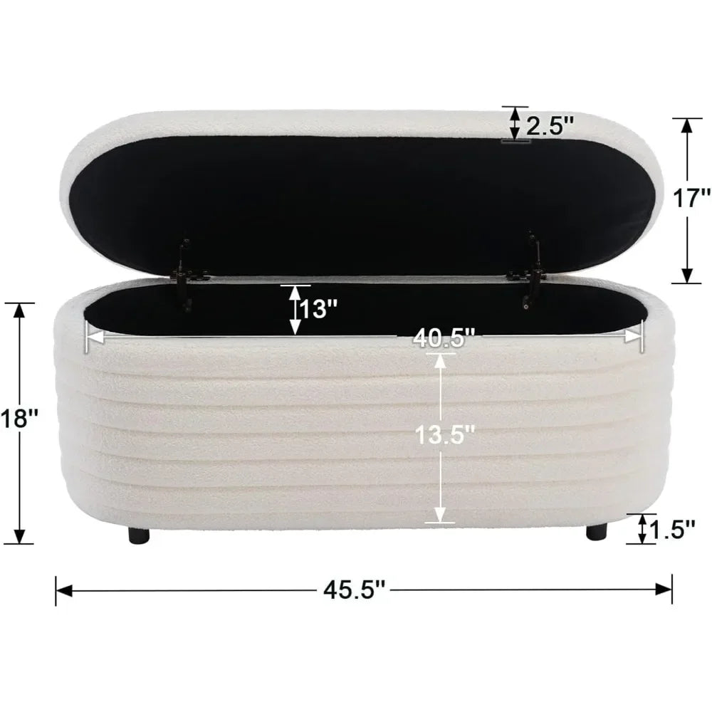 Ljustra Storage Teddy Ottoman Bench Upholstered Fabric Storage Seat
