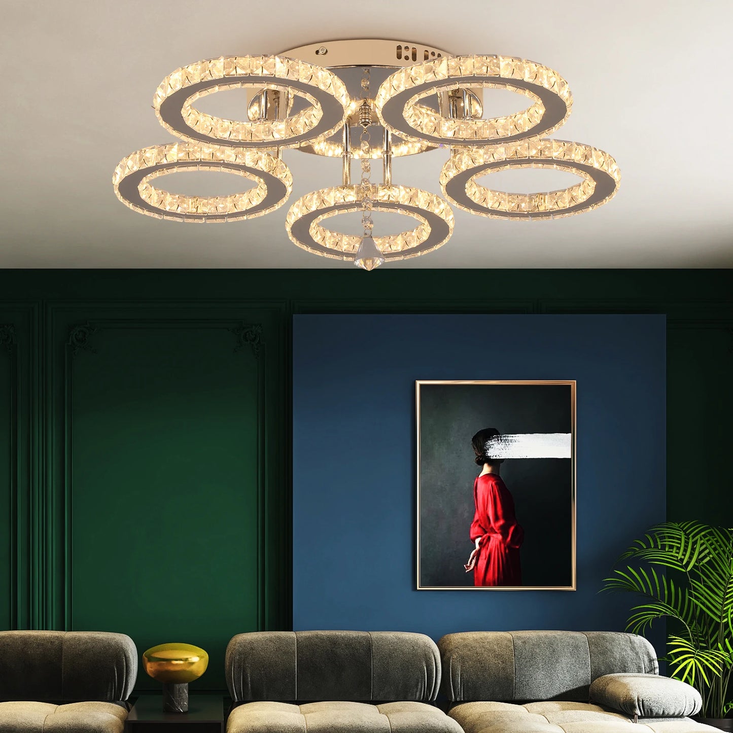 Modern K9 Crystal Chandelier Ceiling Light Fixture LED Pendant Lamp