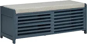 Entry Storage Bench with Cushioned Seat and 2 Drawers for Shoes