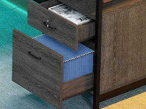 U Shaped Desk with Power Outlets LED Lights Reversible L Shaped Desk