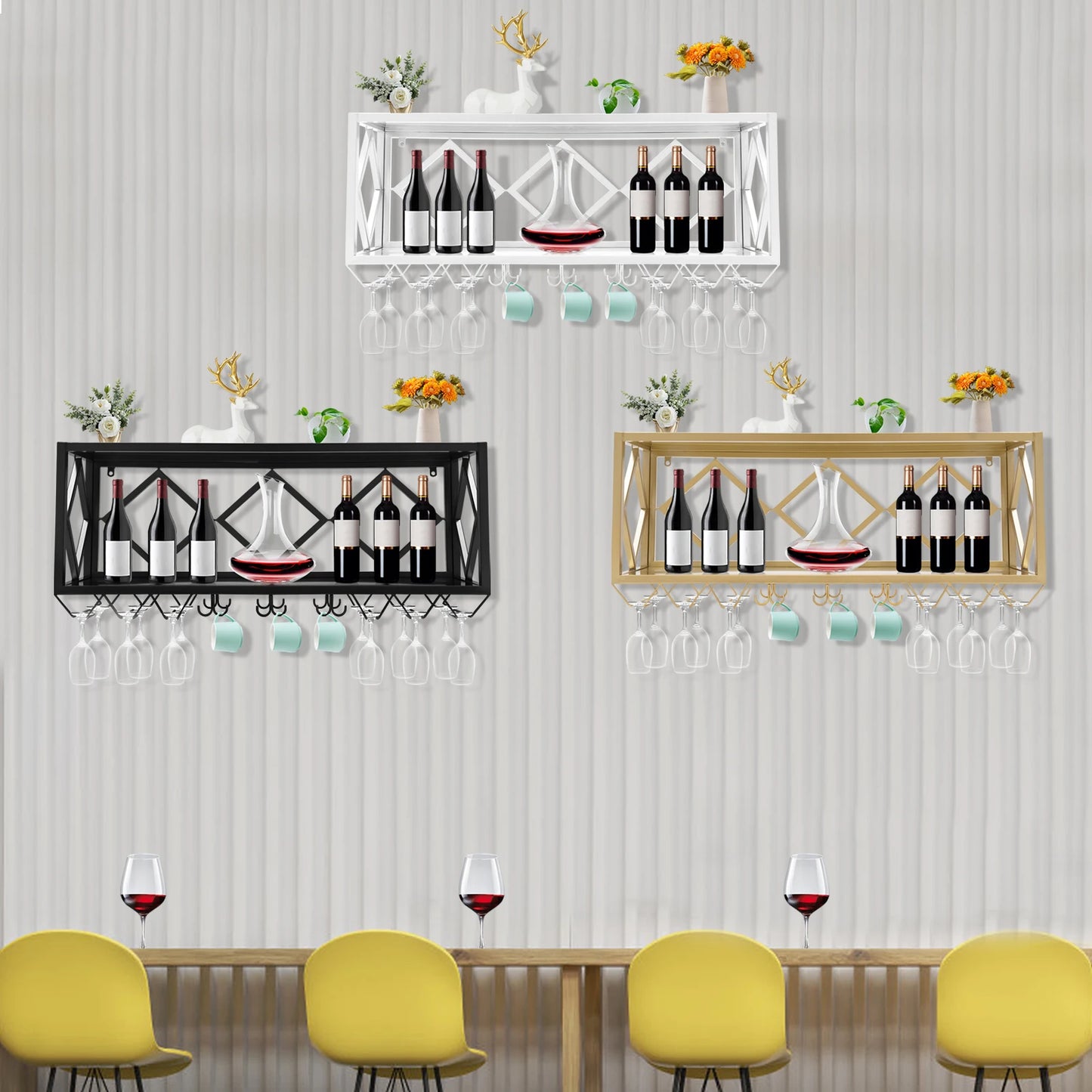 Sturdy Wall Mounted Wine Rack for Home Kitchen Commercial Use