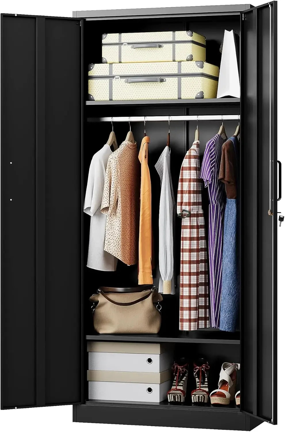 Ljustra Metal Wardrobe Closet Cabinet Armoire Storage with Drawer