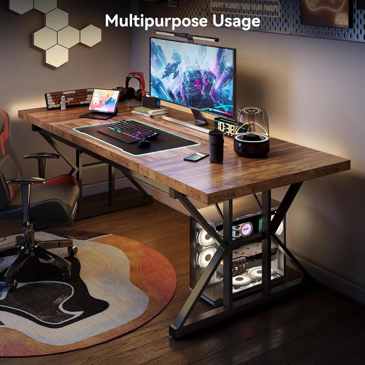 70.8 Inch Wooden Executive Office Desk Large Farmhouse Writing Table