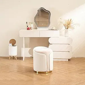 Swivel Vanity Stool Gold Base Modern Round Makeup Vanity Chair