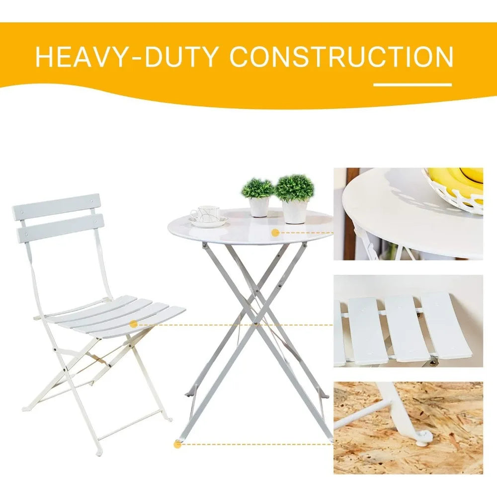 3-Piece Folding Bistro Set Outdoor Indoor Garden Patio Chairs Table