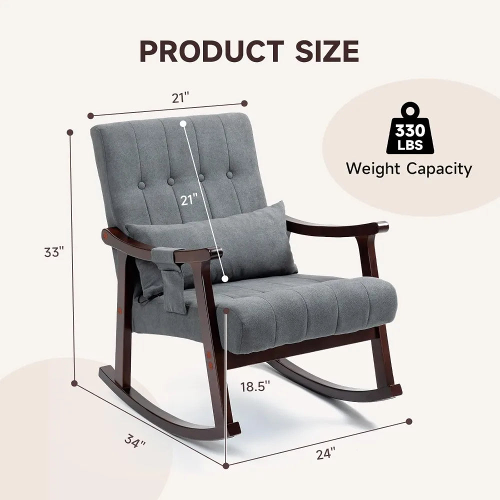 Rocking Chair Nursery Set of 2 Upholstered Glider with Massage Pillow