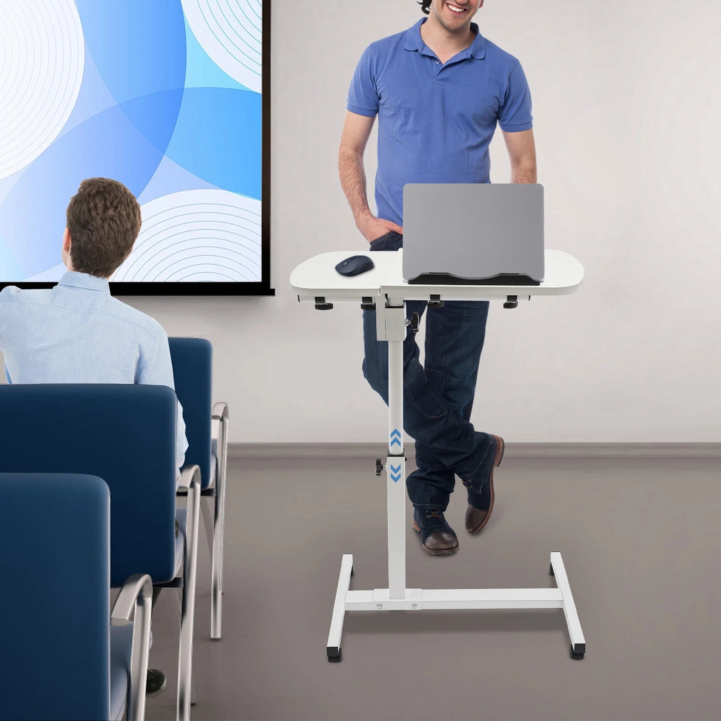 Adjustable Laptop Desk Stand with Swivel Wheels for Home Office