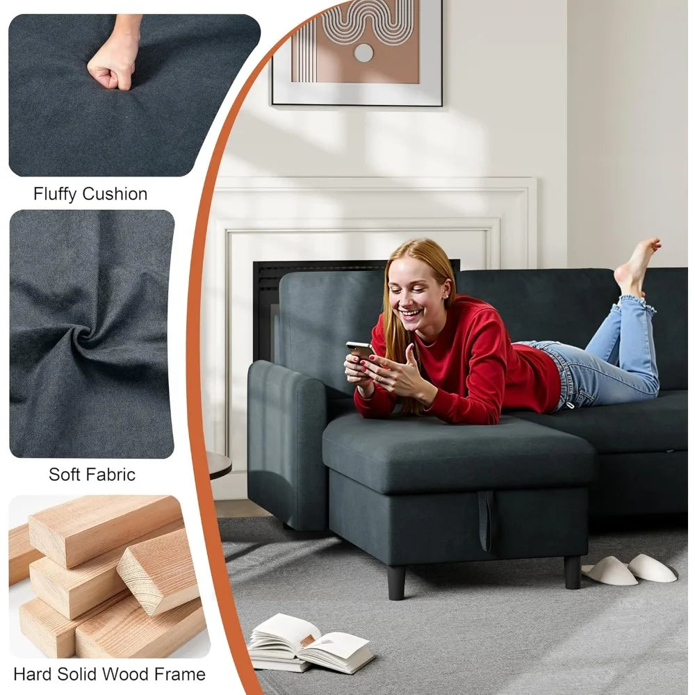 Ljustra Pull Out Couch 2 in 1 Sleeper Sofa Bed with Storage