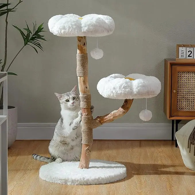 Modern Cat Tree for Large Cats Luxury Wooden Cat Tower Indoor Furniture