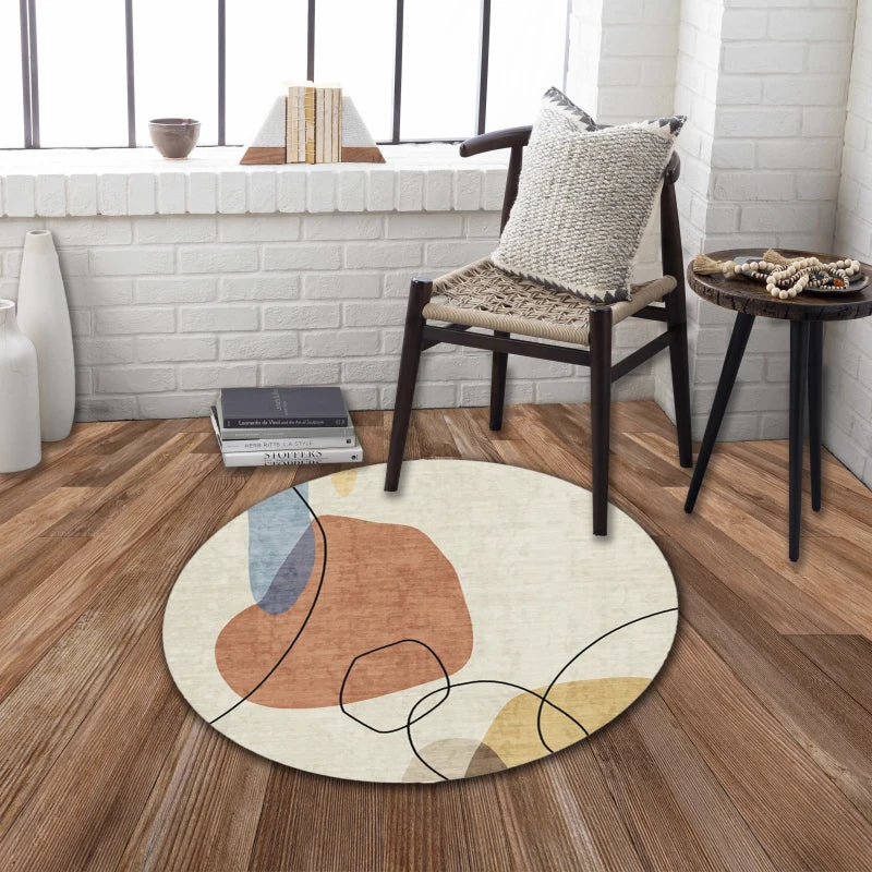 RABBIT G8070-2 Washable Non-Slip Round Rug 41x41 Durable Indoor Decor