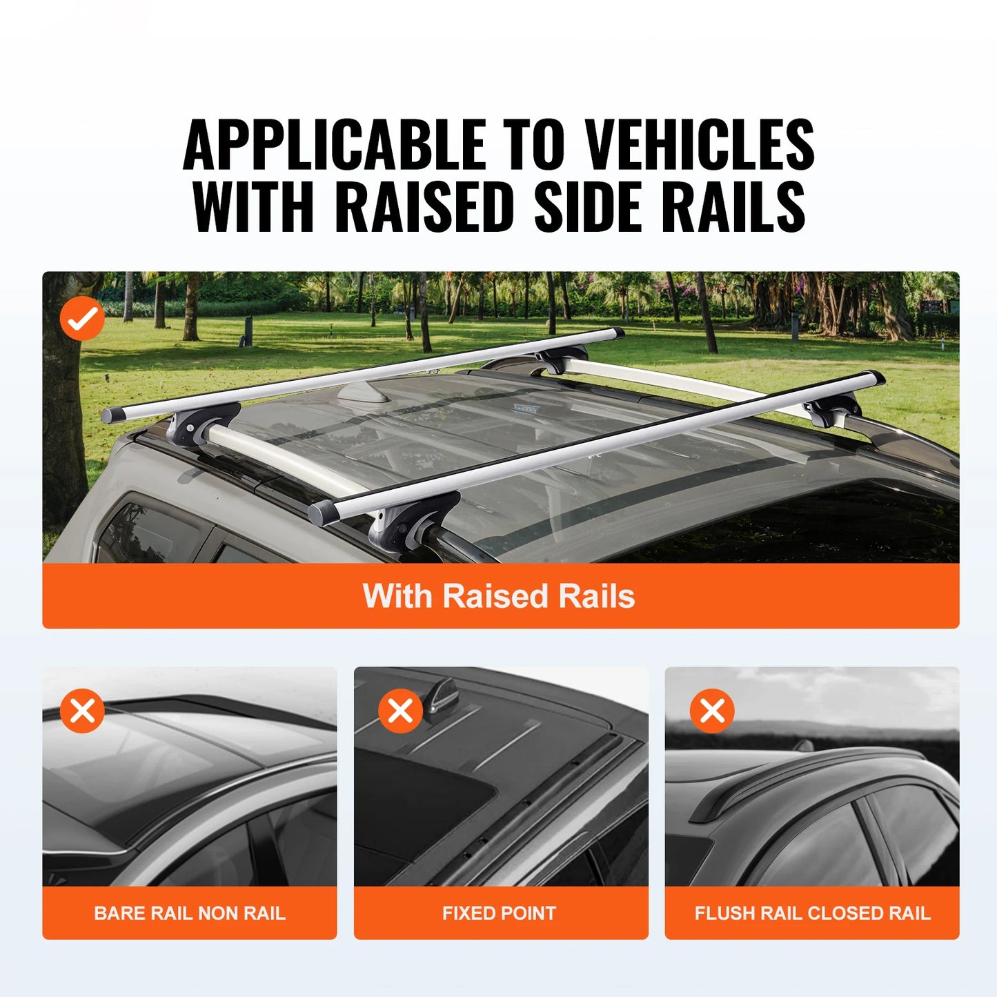 Adjustable Aluminum Roof Rack CrossBars Carrier for SUVs Sedans