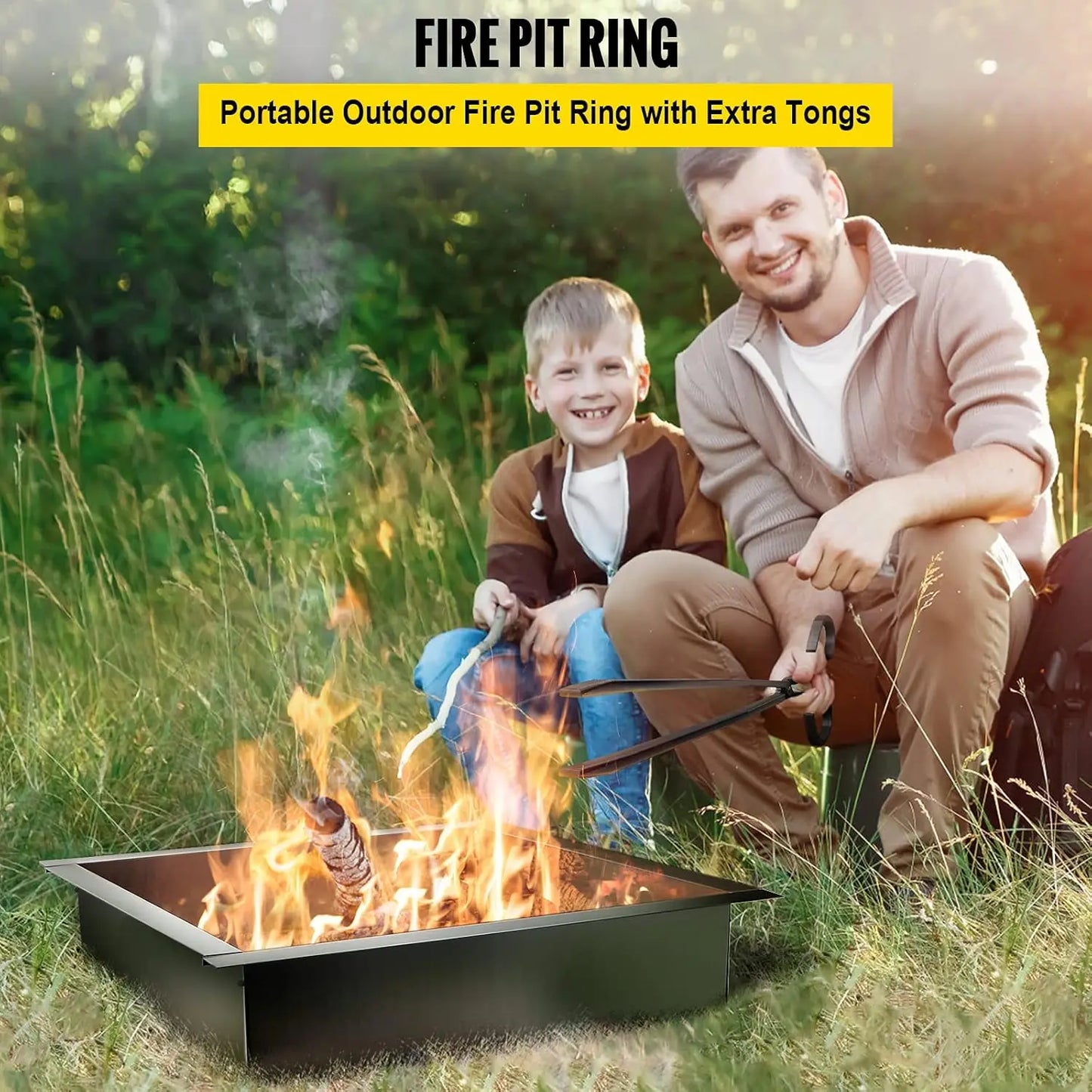 Fire Pit Ring 36 Inch DIY Steel Insert Outdoor Patio Backyard Heating