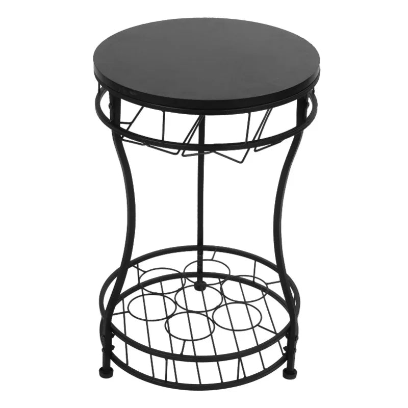 Round Freestanding Iron Wine Rack Organizer for Kitchen Bar Restaurant
