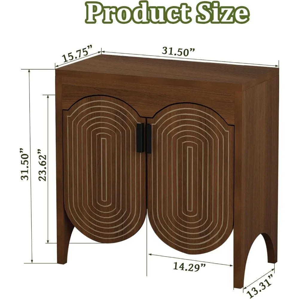 Buffet Sideboard Cabinet Storage Fluted Doors Adjustable Shelf