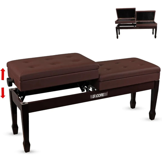Duet Piano Bench Storage Height Adjustable Wooden Keyboard Stool