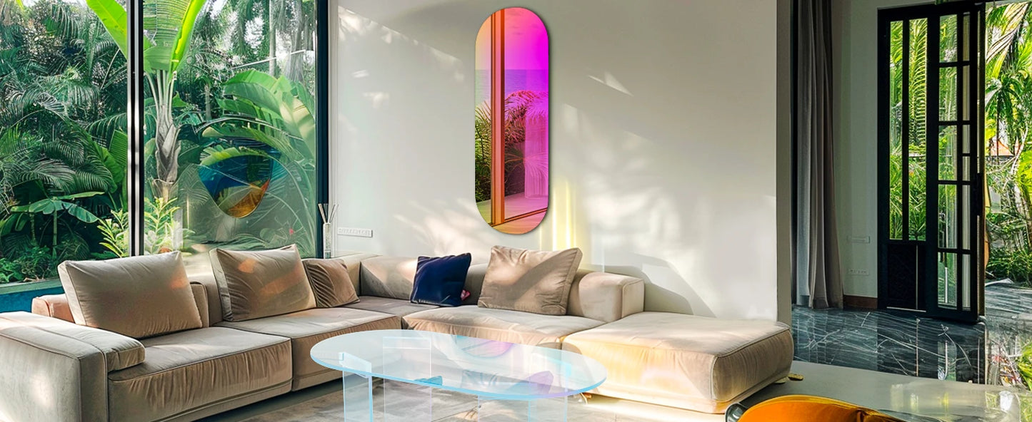 Ljustra Iridescent Wall Mirror Full Length Oval Decorative Accent Mirror