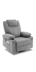 Swivel Rocker Recliner Chair with Heat Massage 360 Degree Swivel USB