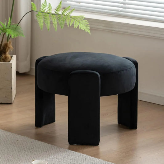Ljustra Velvet Ottoman Modern Round Vanity Stool Soft Foot Rest Chair