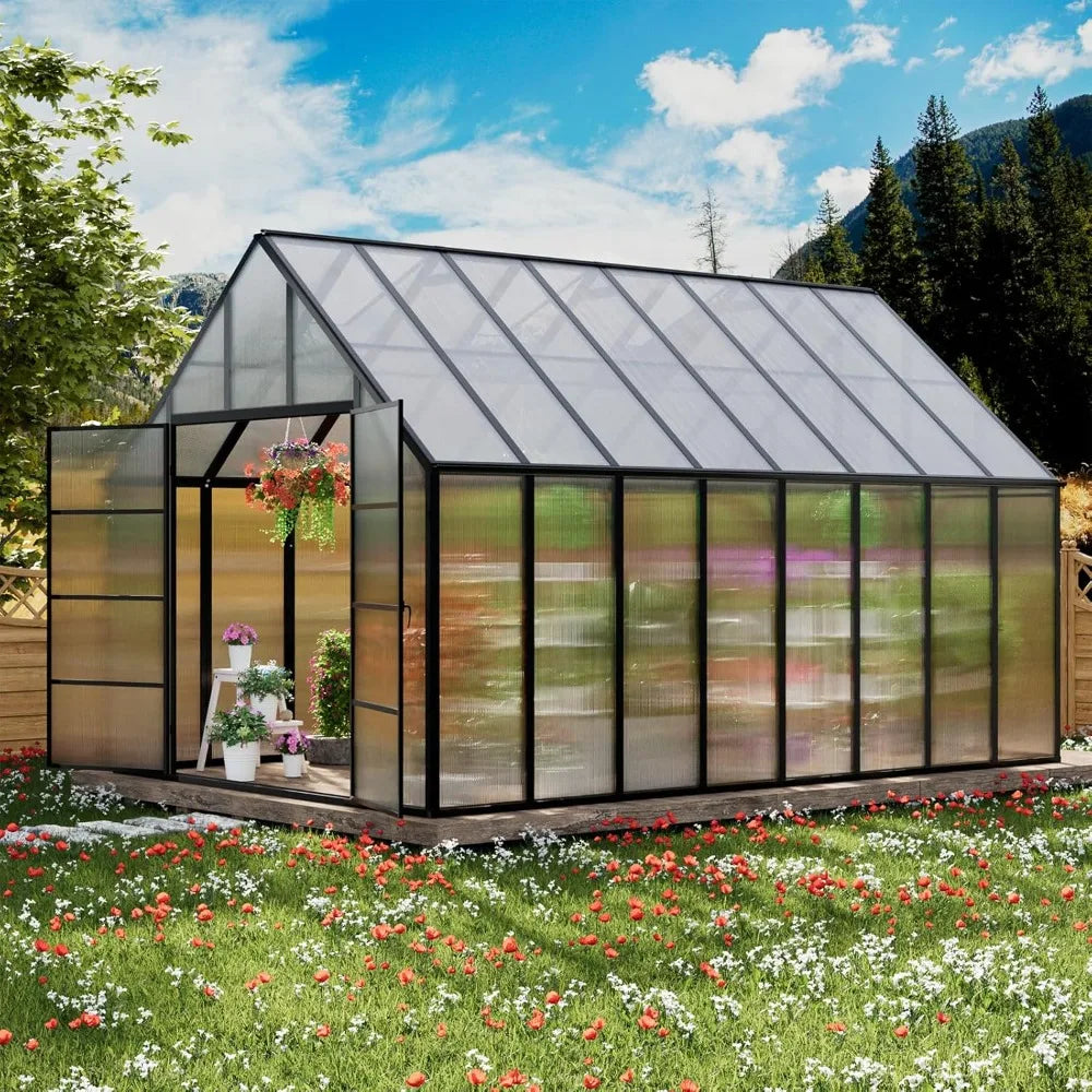 10x10x16 Snap Together Greenhouse Heavy Duty Aluminum Frame Easy Assembly
