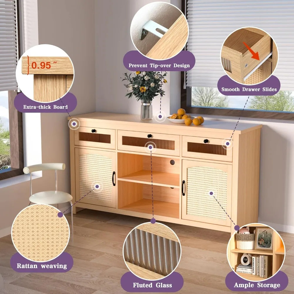 LED TV Stand for 65 Inch TV Modern Entertainment Center with Storage