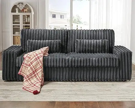 Ljustra 88 Inch Modern Oversized Sofa with Lumbar Pillows 3 Seater Couch