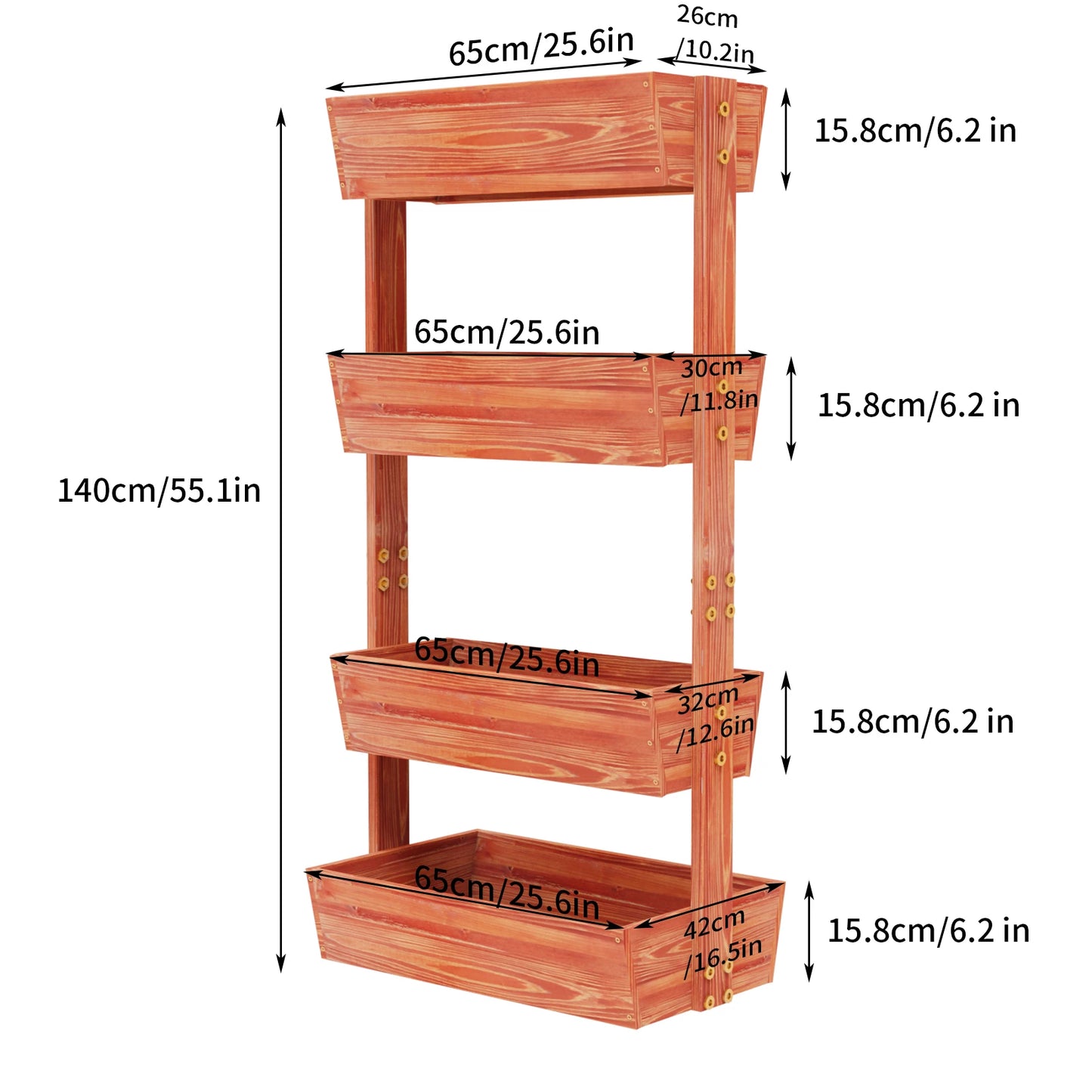 Extra Large 4 Tier Raised Garden Bed Solid Wood Vertical Planter Box