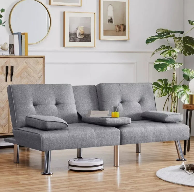 Ljustra Modern Fabric Convertible Futon Sofa Bed for Small Spaces