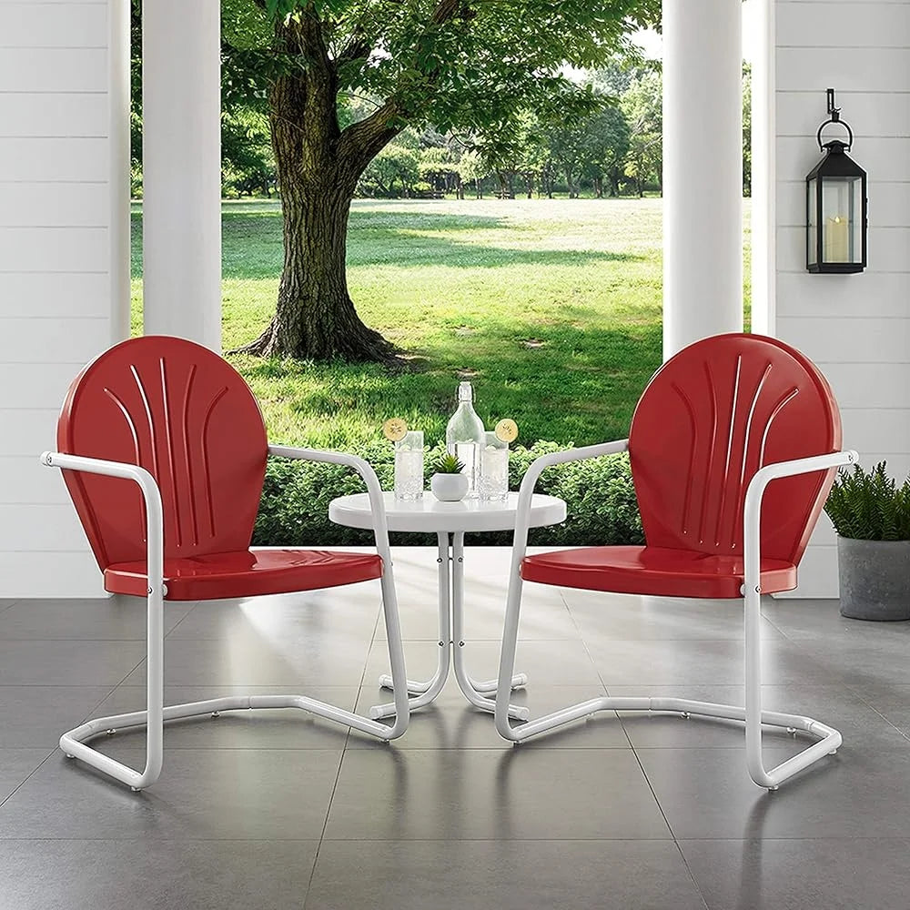 Griffith 3-Piece Metal Bistro Set Outdoor Patio Furniture Retro Design
