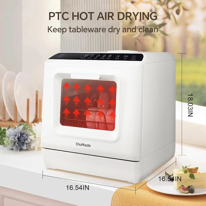 Portable Countertop Dishwasher with Water Tank 6 Wash Programs