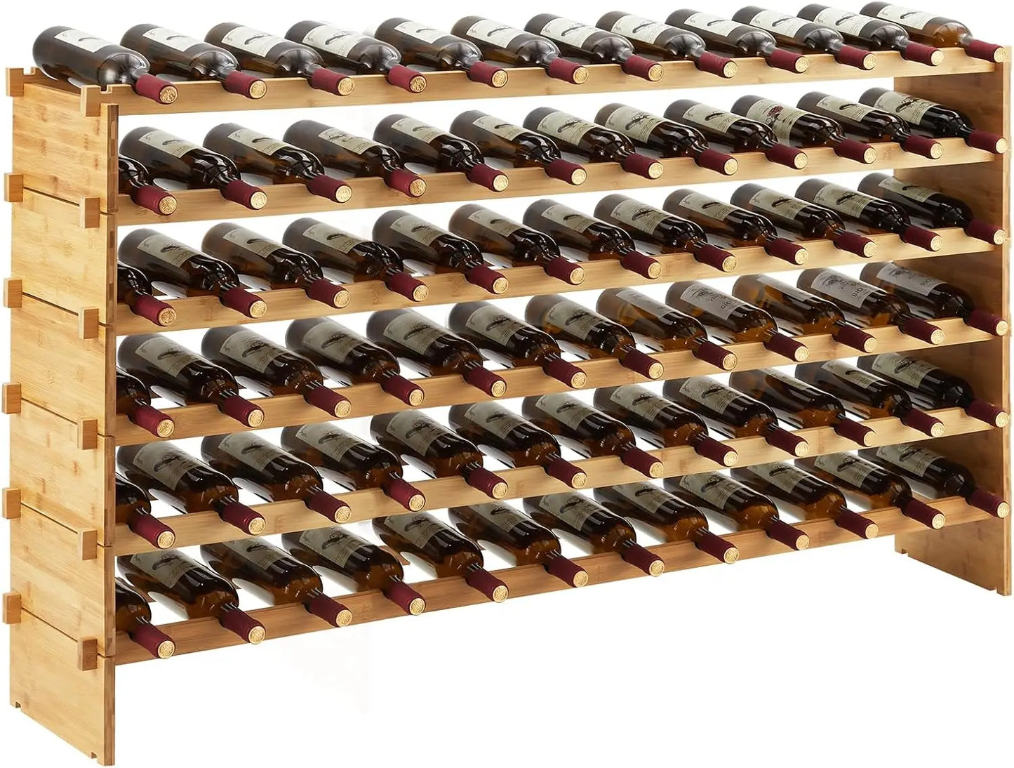 Bamboo Wine Rack Stackable Modular Freestanding Storage Display Shelf