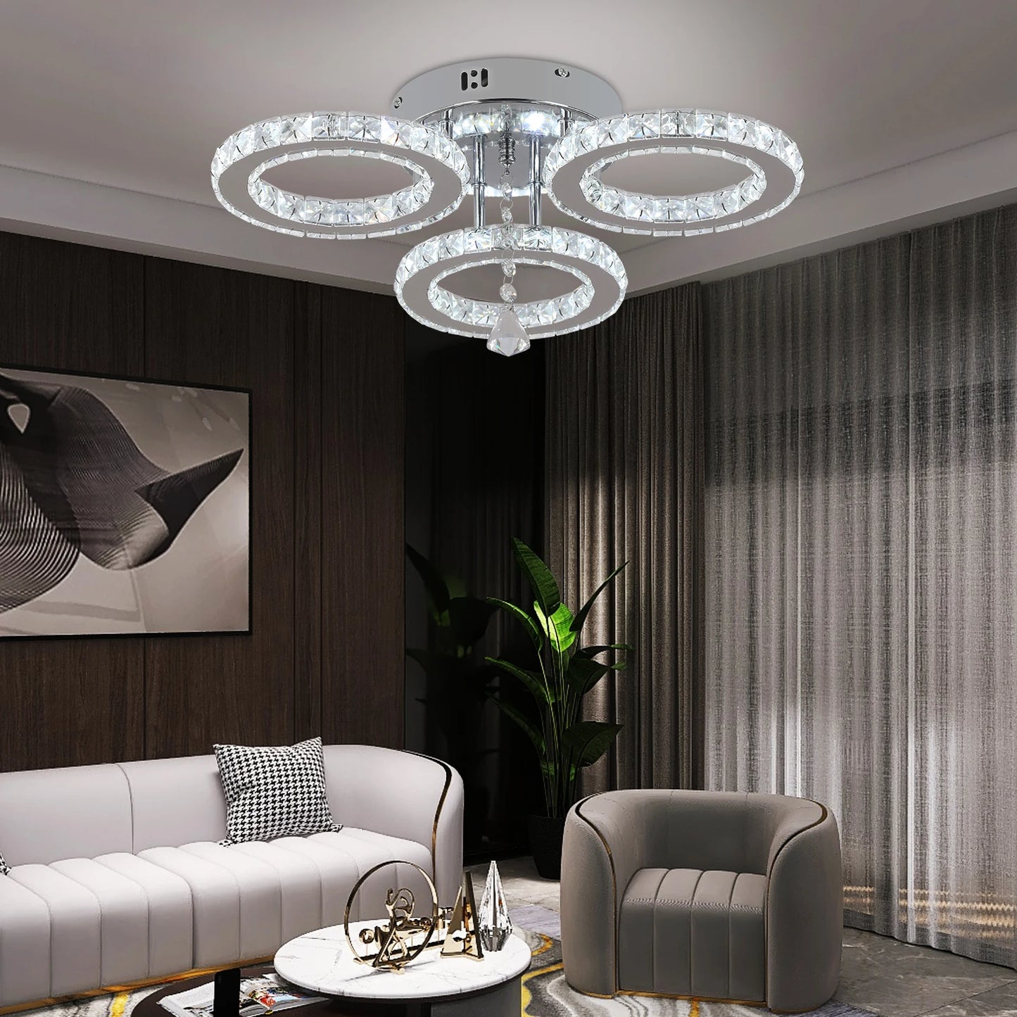 Modern K9 Crystal Chandelier Ceiling Light Fixture LED Pendant Lamp