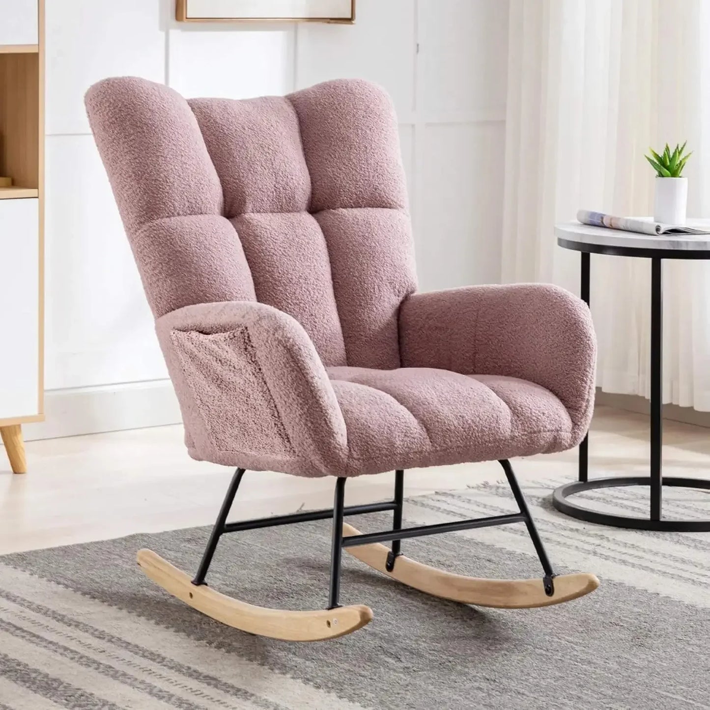 Ljustra Nursery Rocking Chair Teddy Upholstered Glider Accent Chair
