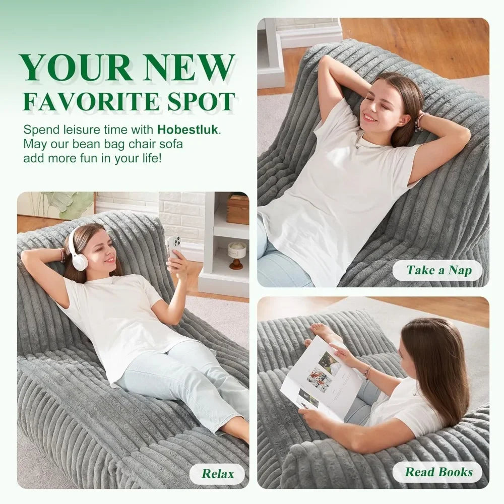 Ljustra Big Bean Bag Lounger Chair Sofa Memory Foam for Adults