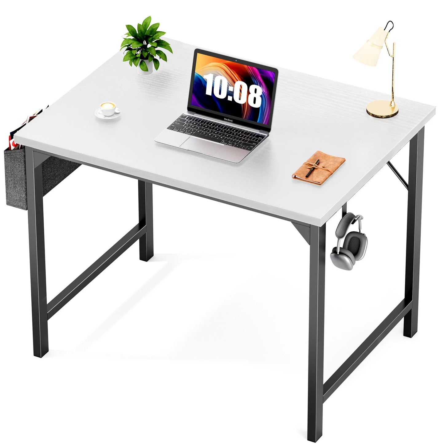 Ljustra Modern Compact Computer Desk with Storage and Headphone Hook