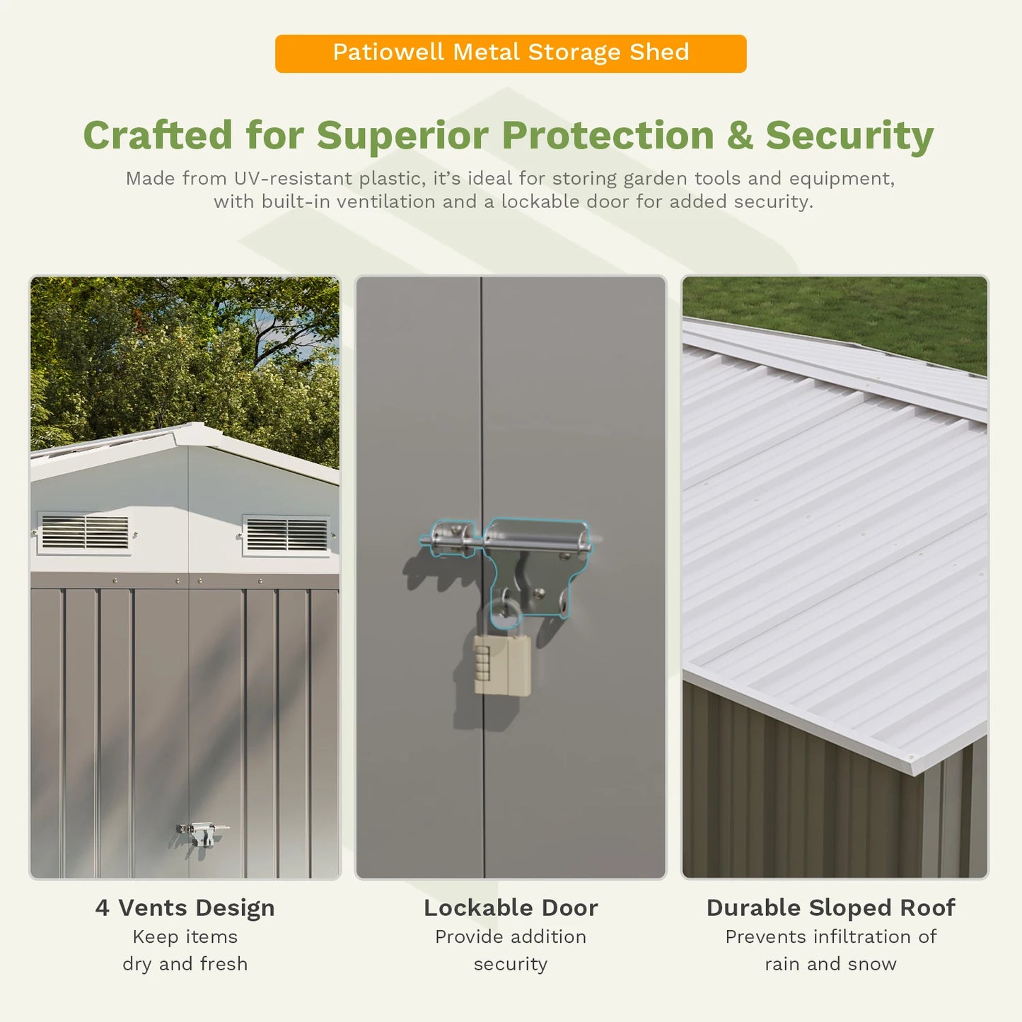 10x12 FT Metal Storage Shed Outdoor Garden Tool Utility Storage