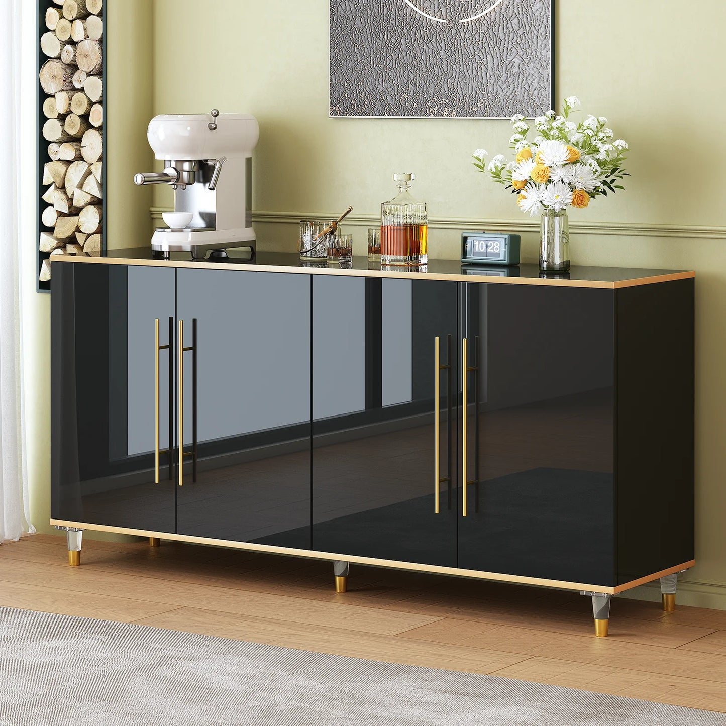 63 Inch Modern Buffet Cabinet Storage Sideboard Console Table