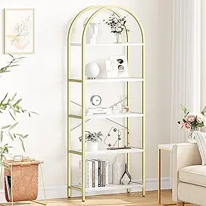 Ljustra 5 Tier Bookshelf Modern Metal Frame Tall Standing Storage Rack