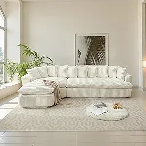 Ljustra Cloud Sectional Sofa L Shaped Couch Large Corduroy for Living Room and Apartments