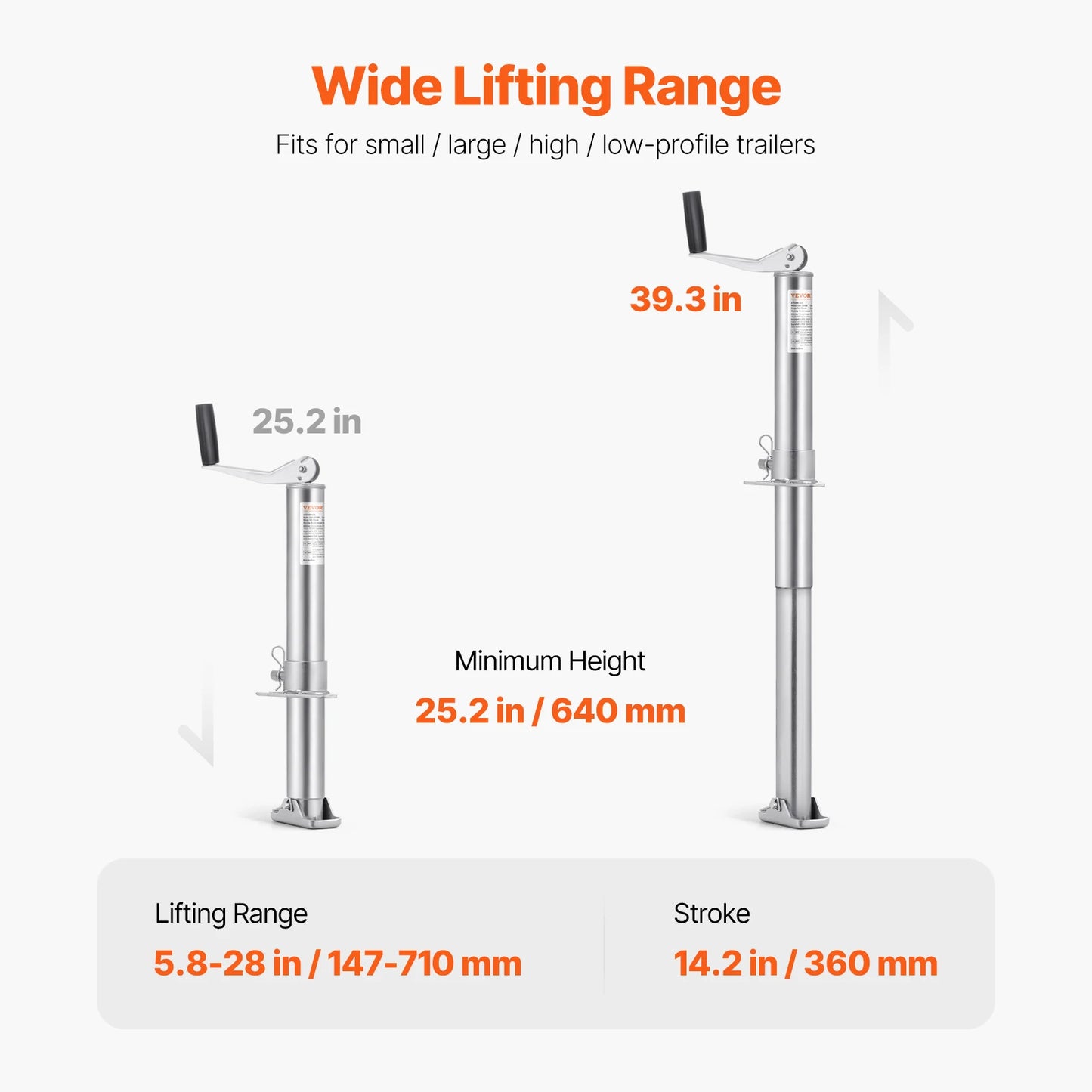 Ljustra Heavy-Duty A-Frame Trailer Jack 2000 lbs 14.2" Vertical Lift