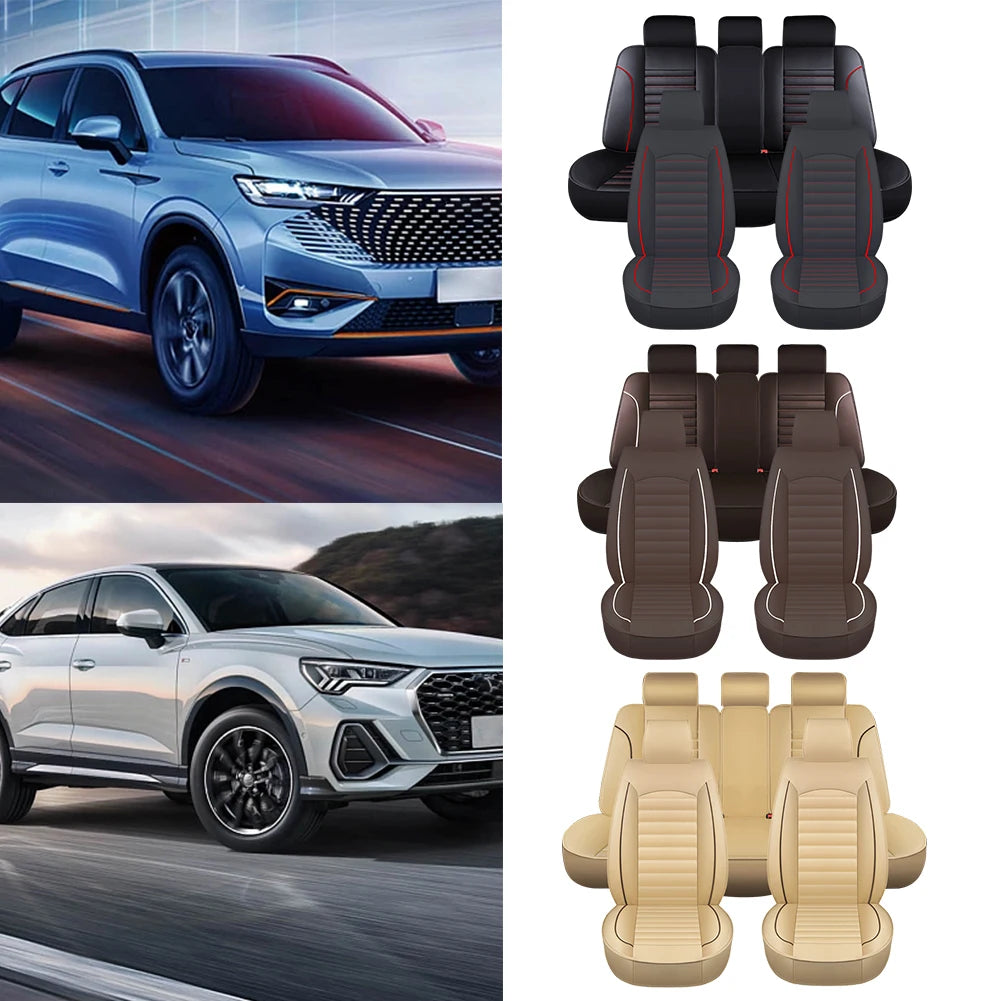 Full Set Leather Car Seat Covers Universal Breathable Vehicle Protection