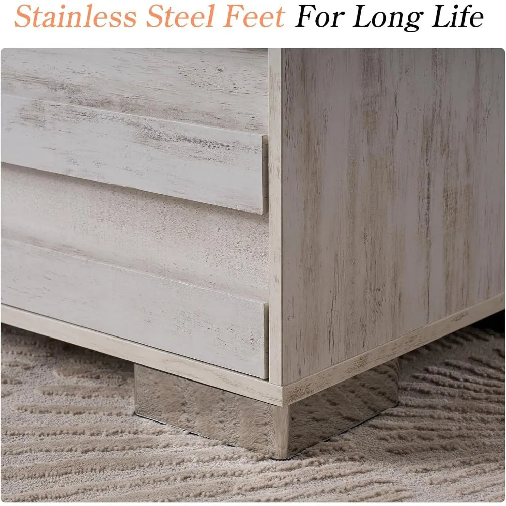 Nightstand Set of 2 with Charging Station Farmhouse Side Table