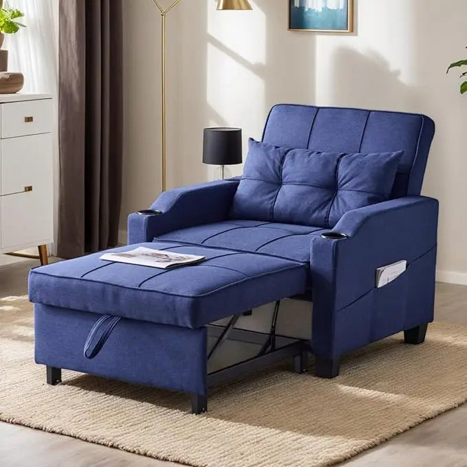 Sleeper Chair Convertible Sofa Bed with USB Ports Adjustable 3-in-1