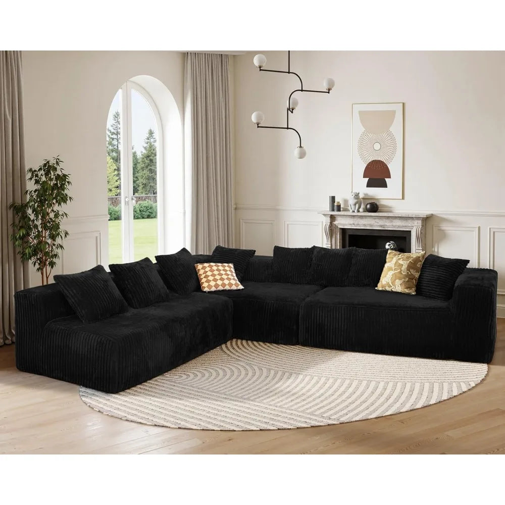 130 Inch Cloud Sectional Sofa Bed U Shaped Deep Seat Modular Couch
