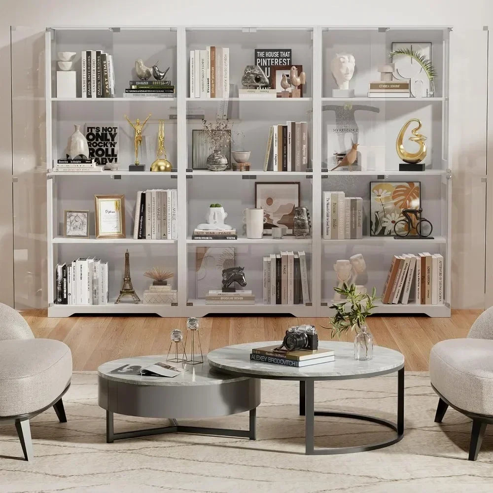 Display Cabinet 4-Tier Curio Cabinet Bookcase with LED Light for Collectibles