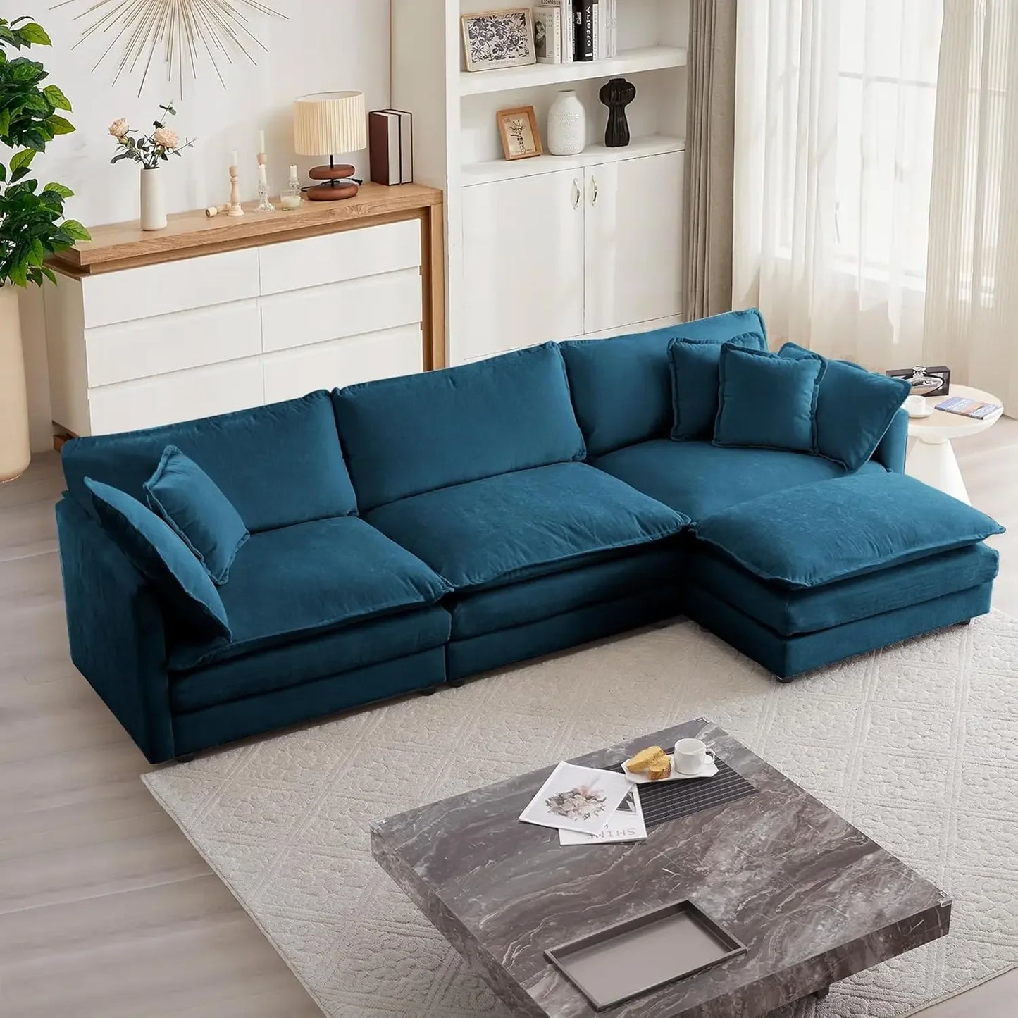 Ljustra Modular Sectional Sofa L-Shaped Couch 3-Seater with Ottoman