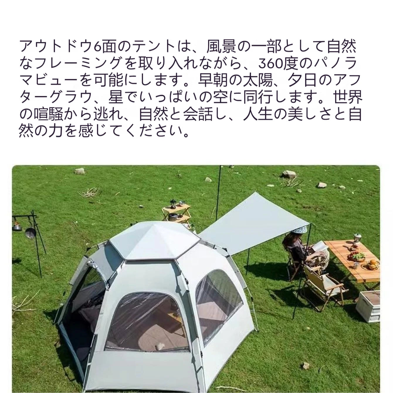 Waterproof Pop Up Camping Tent for 4 Person Family with Skylight