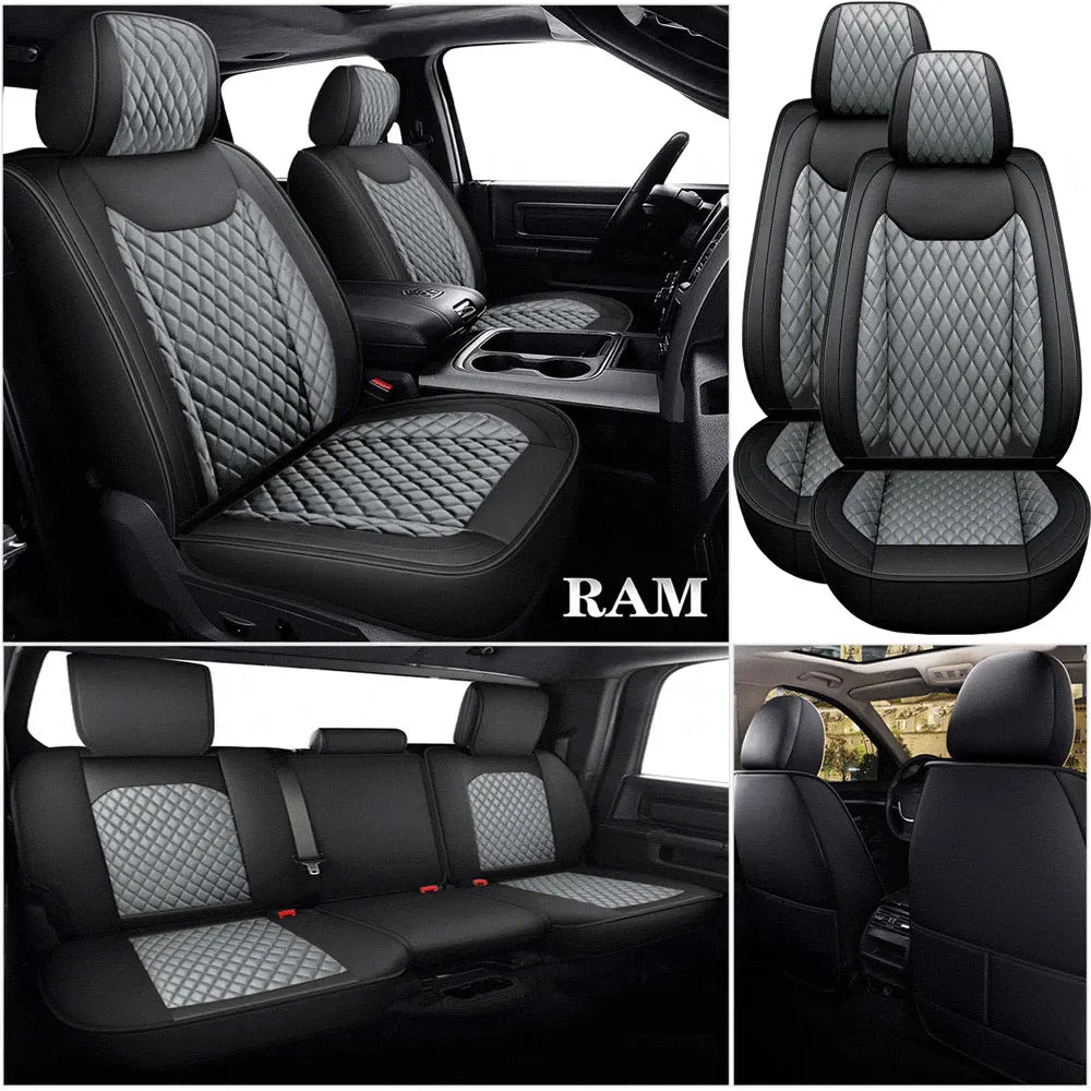 Deluxe PU Leather Car Seat Covers for Dodge Ram 2009-2021 1500 2500 3500