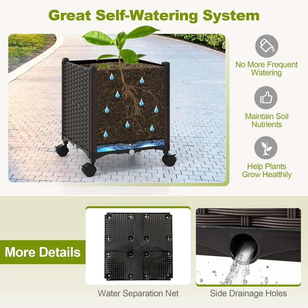 80 Inch Garden Arch Trellis Pergola with Planter Boxes Self-Watering