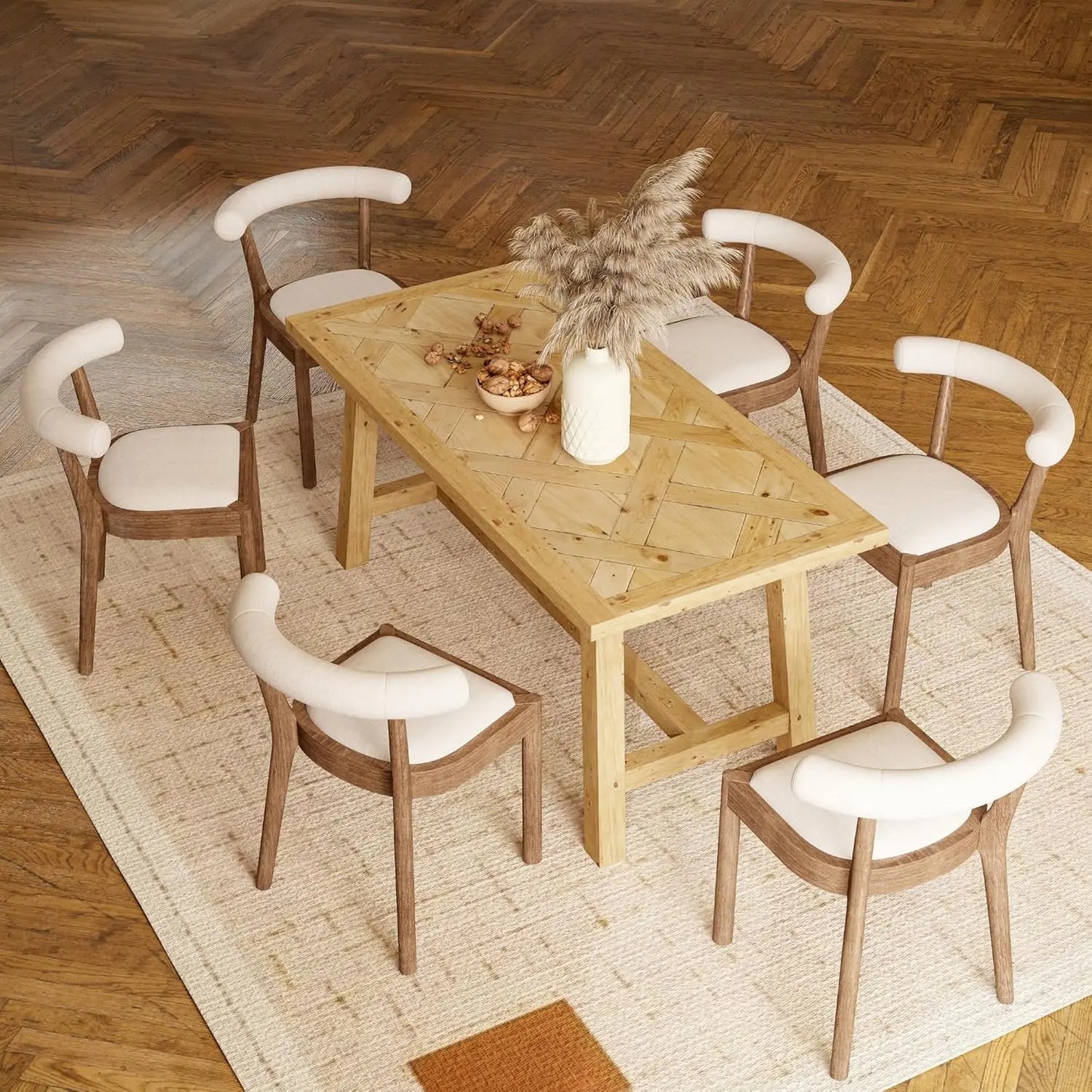 Modern 6-Drawer Wooden Dresser Bedroom Storage 54 Inch Wide